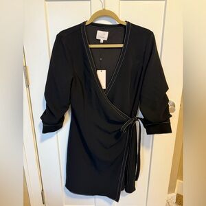 Cinq à Sept Black Long Sleeve Wrap Dress